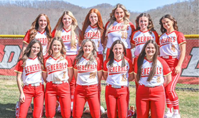 Members of the Lee softball team are shown, front row, left to right: Madison Galloway, Sybella Yeary, Taylor Bishop, Gracie Garrett, and Chloe Bledsoe. Back row: Kinley Huff, Avery Weston, Raleigh Williams, Chloe Calton, Jenna Turner and Emma Fortner.